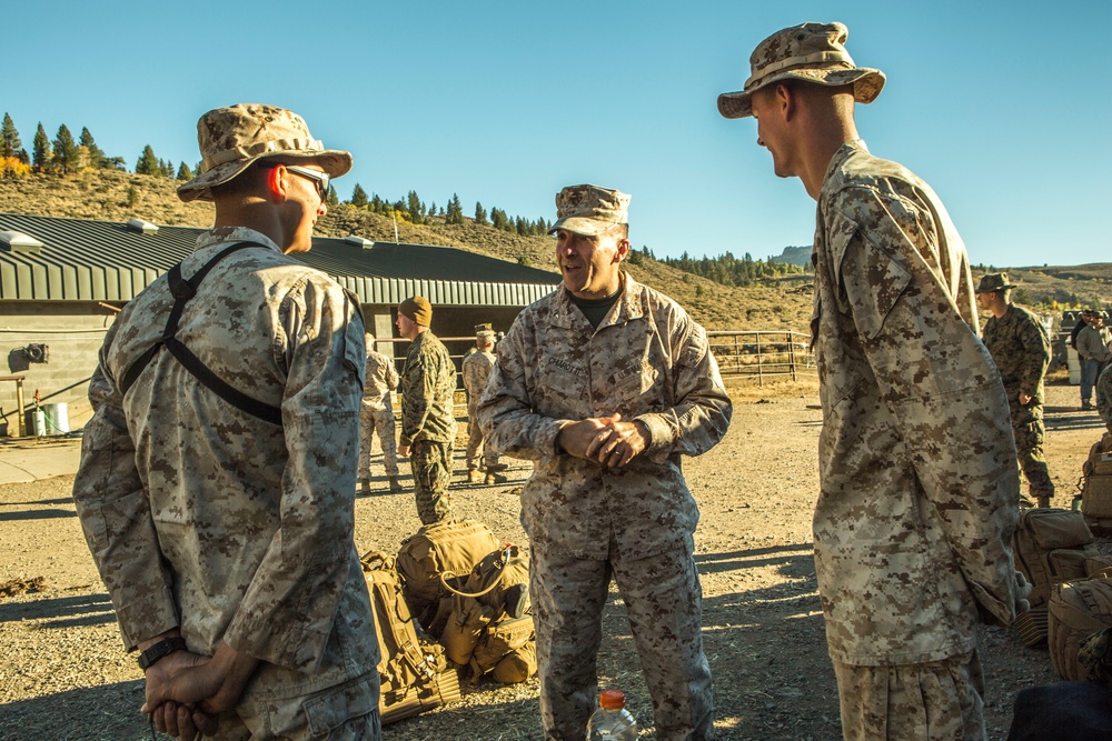 Brigadier General Charles G. Chiarotti visits CLB-6 Marines at Mountain Warfare Training Center