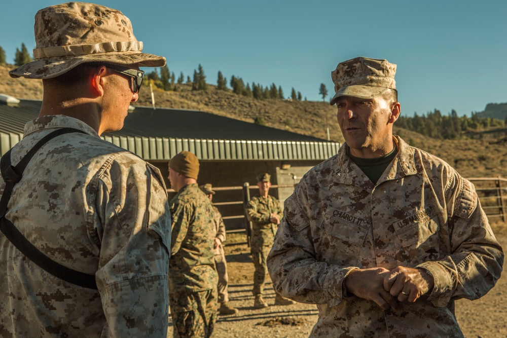 Brigadier General Charles G. Chiarotti visits CLB-6 Marines at Mountain Warfare Training Center