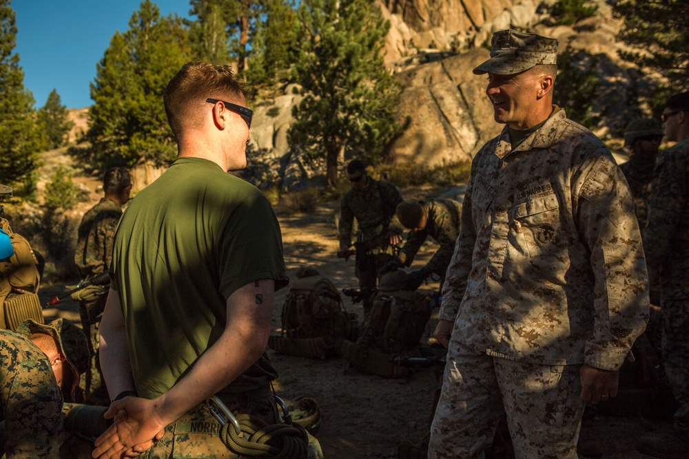 Brigadier General Charles G. Chiarotti visits CLB-6 Marines at Mountain Warfare Training Center