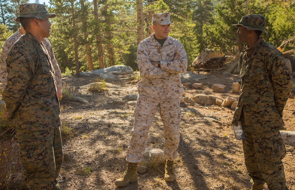 Brigadier General Charles G. Chiarotti visits CLB-6 Marines at Mountain Warfare Training Center