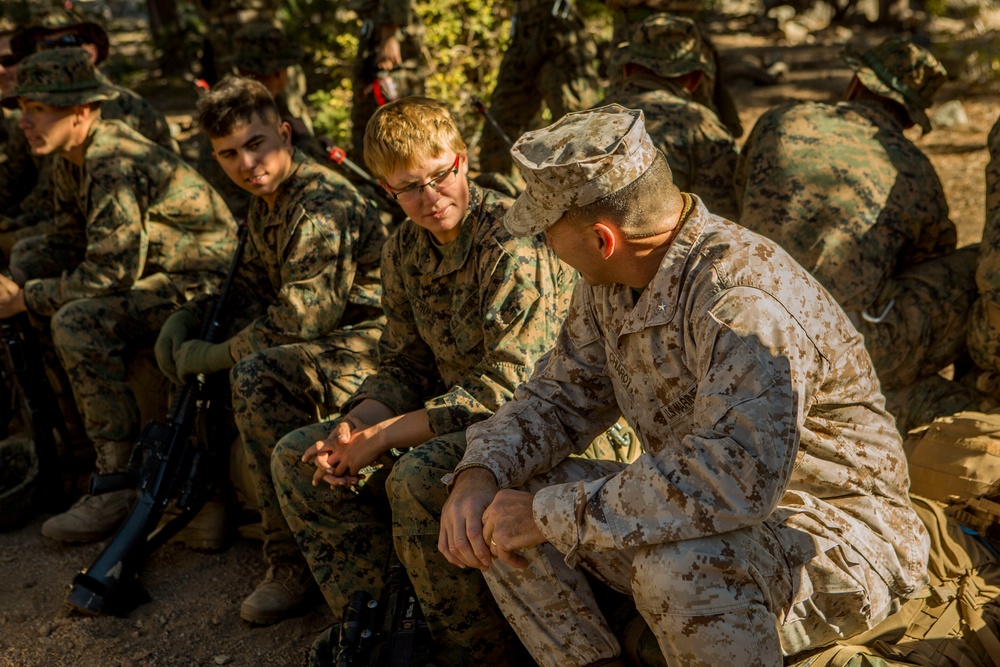 Brigadier General Charles G. Chiarotti visits CLB-6 Marines at Mountain Warfare Training Center