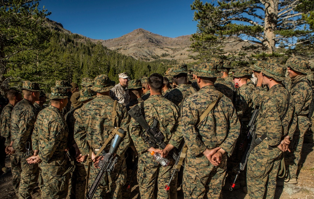 Brigadier General Charles G. Chiarotti visits CLB-6 Marines at Mountain Warfare Training Center