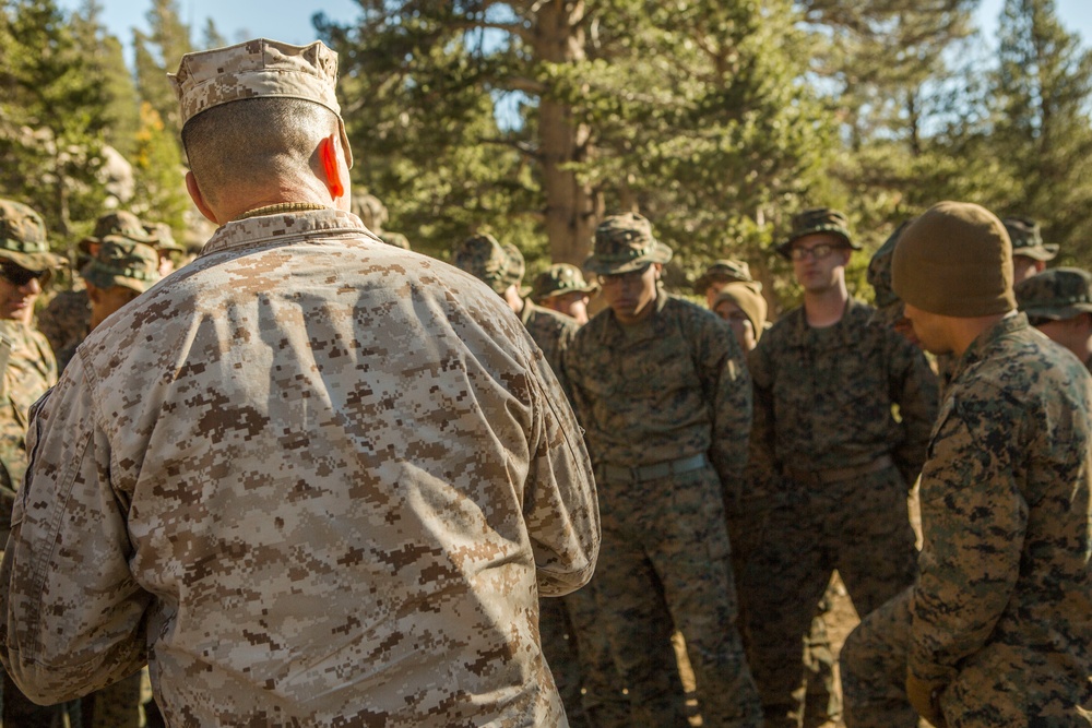 Brigadier General Charles G. Chiarotti visits CLB-6 Marines at Mountain Warfare Training Center