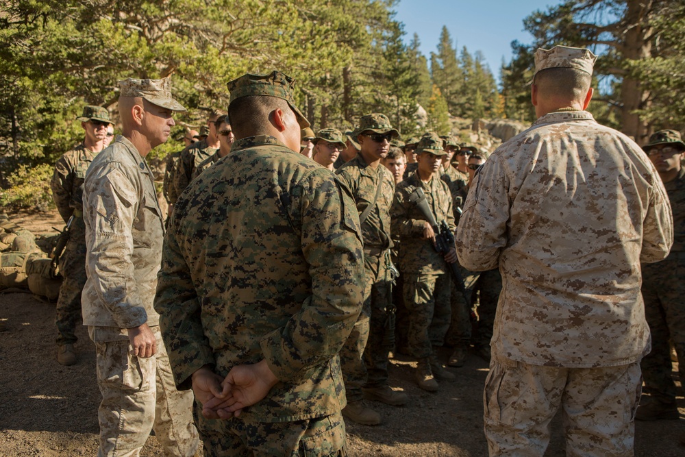 Brigadier General Charles G. Chiarotti visits CLB-6 Marines at Mountain Warfare Training Center