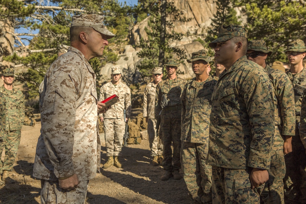 Brigadier General Charles G. Chiarotti visits CLB-6 Marines at Mountain Warfare Training Center