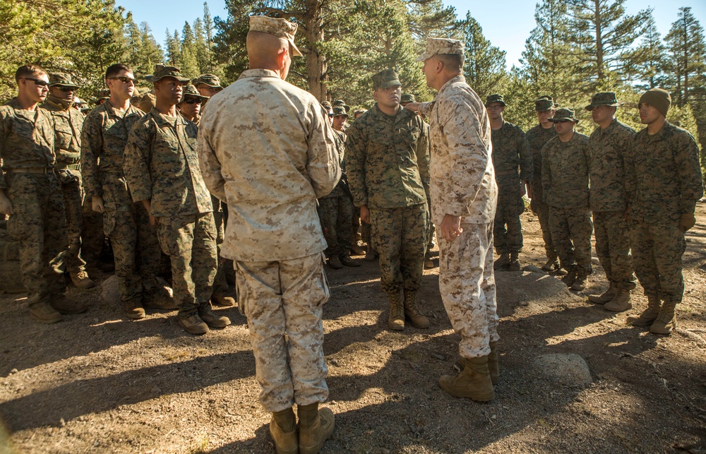 Brigadier General Charles G. Chiarotti visits CLB-6 Marines at Mountain Warfare Training Center