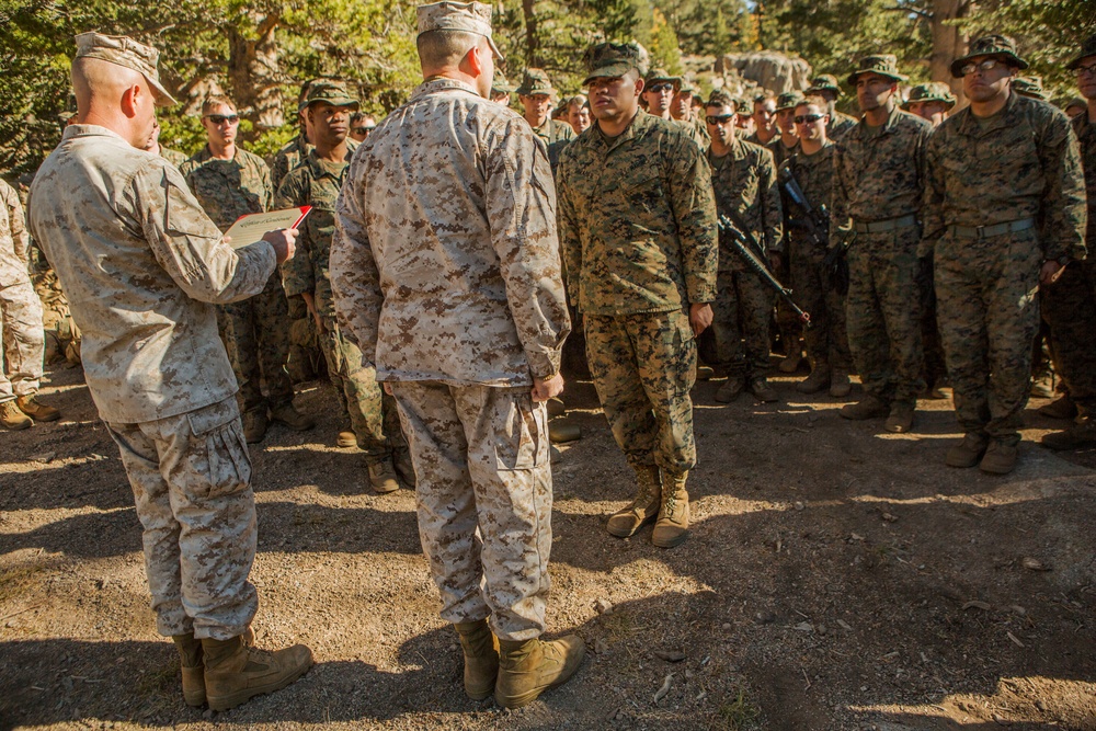 Brigadier General Charles G. Chiarotti visits CLB-6 Marines at Mountain Warfare Training Center