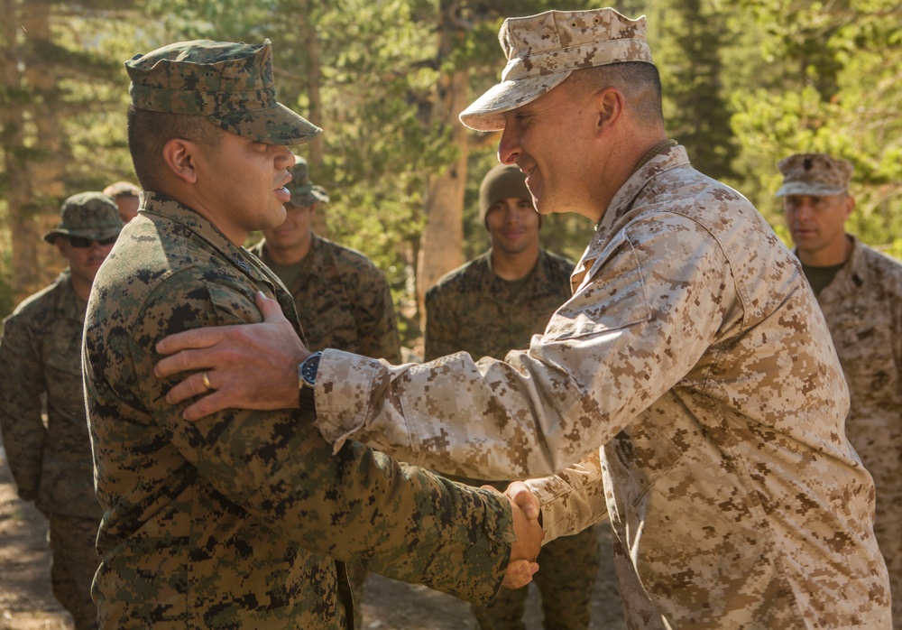 Brigadier General Charles G. Chiarotti visits CLB-6 Marines at Mountain Warfare Training Center