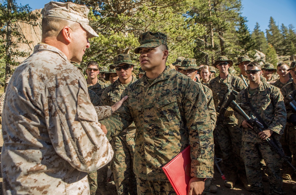 Brigadier General Charles G. Chiarotti visits CLB-6 Marines at Mountain Warfare Training Center