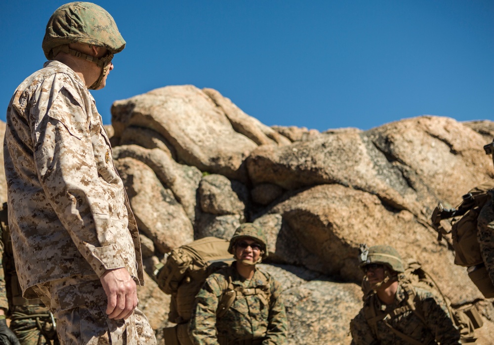 Brigadier General Charles G. Chiarotti visits CLB-6 Marines at Mountain Warfare Training Center