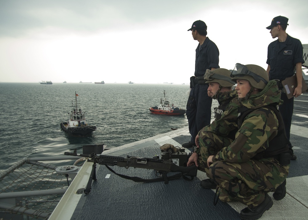 USS Carl Vinson departs Singapore