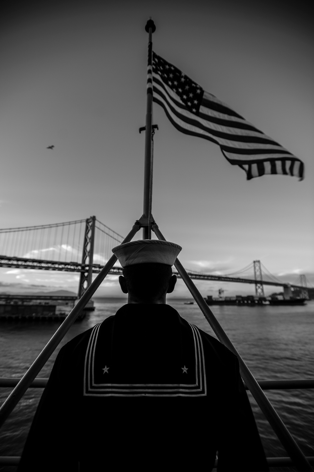 Evening colors aboard future USS America