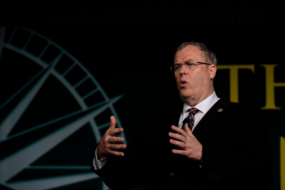 Deputy Secretary of Defense Robert Work delivers the keynote address