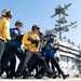 US Sailors fight a simulated fire