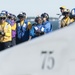 US Sailors fight a simulated fire