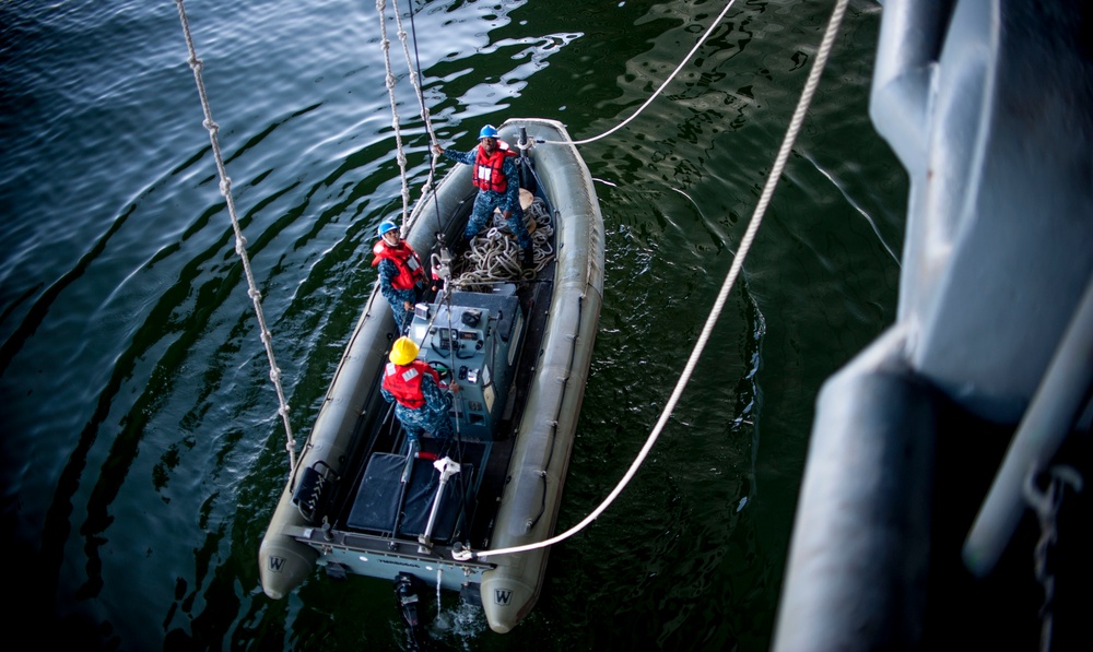 RHIB lowered into water