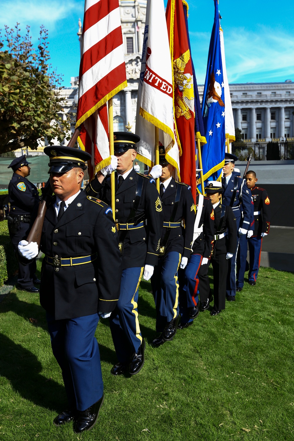 Service members, veterans and locals attend The San Francisco Veterans Memorial Dedication Ceremony