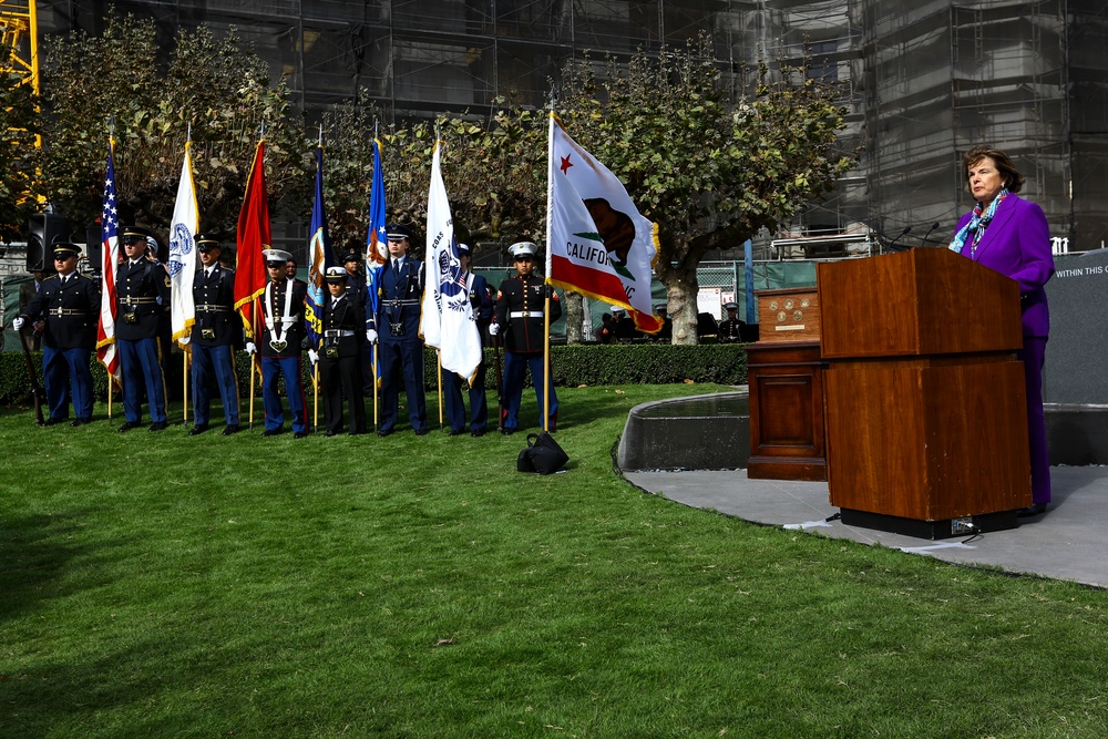 Service members, veterans and locals attend The San Francisco Veterans Memorial Dedication Ceremony