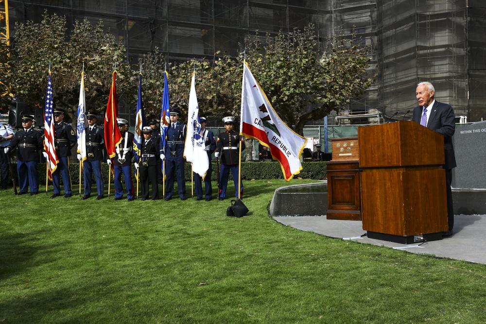 Service members, veterans and locals attend The San Francisco Veterans Memorial Dedication Ceremony