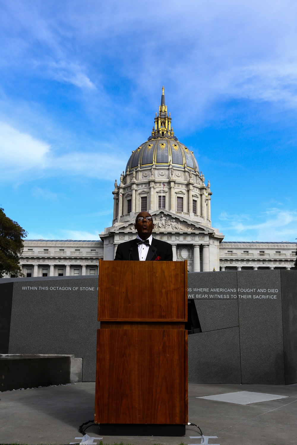 Service members, veterans and locals attend The San Francisco Veterans Memorial Dedication Ceremony