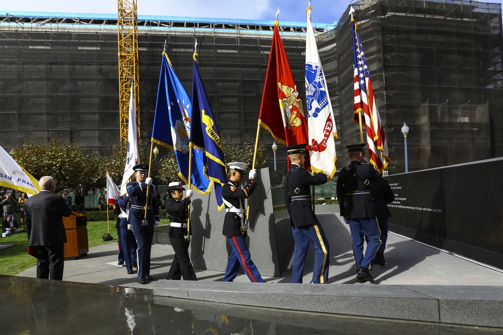 Service members, veterans and locals attend The San Francisco Veterans Memorial Dedication Ceremony