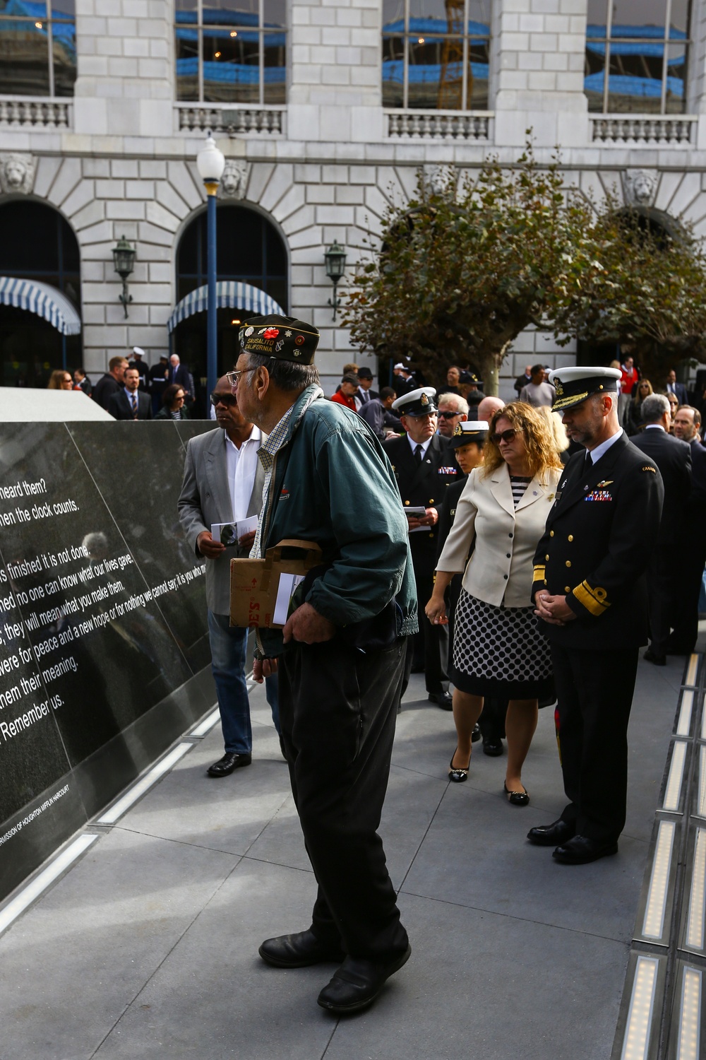 Service members, veterans and locals attend The San Francisco Veterans Memorial Dedication Ceremony