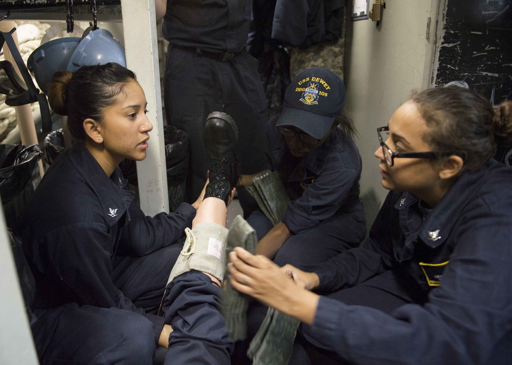 USS Dewey medical emergency drill