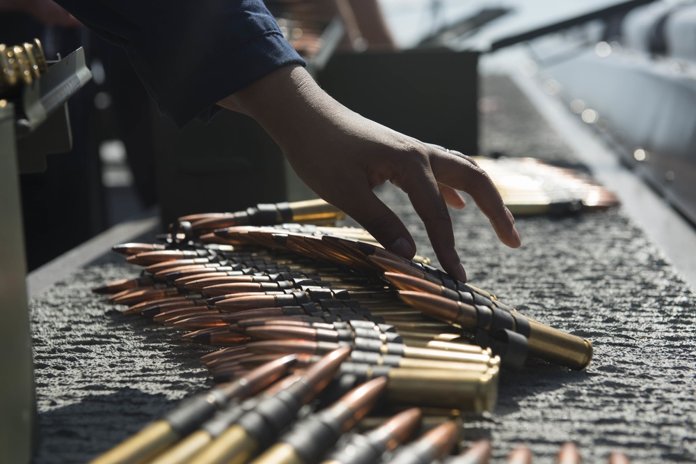 USS Gridley Sailors conduct crew-served weapons shoot