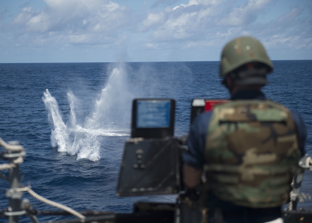 USS Gridley Sailors conduct crew-served weapons shoot