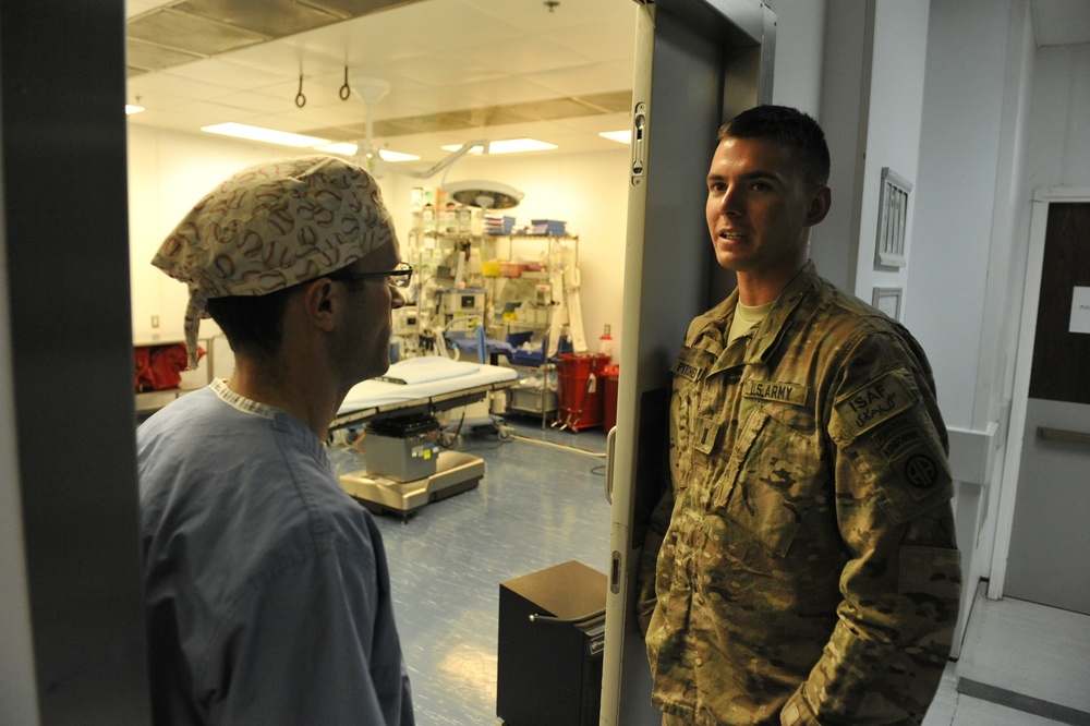 Wounded warrior completes 2nd deployment, visits hospital