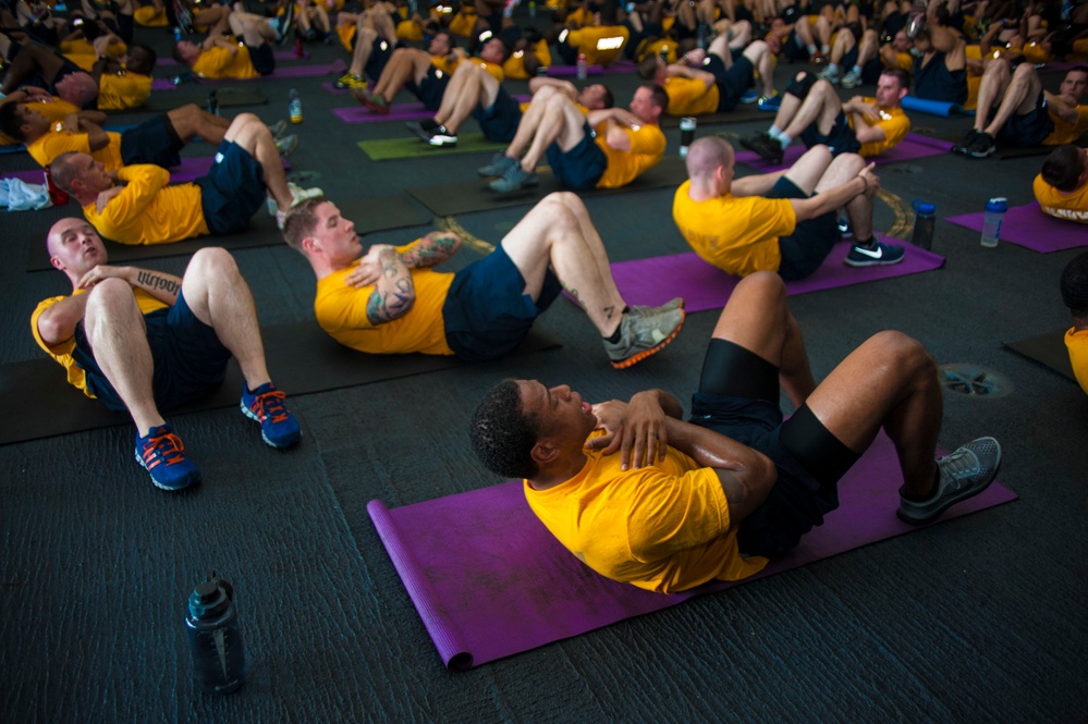 Fitness class aboard USS George Washington