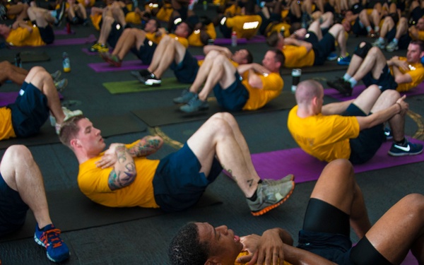 Fitness class aboard USS George Washington