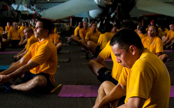 Fitness class aboard USS George Washington