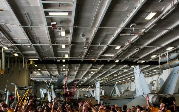 Fitness class aboard USS George Washington