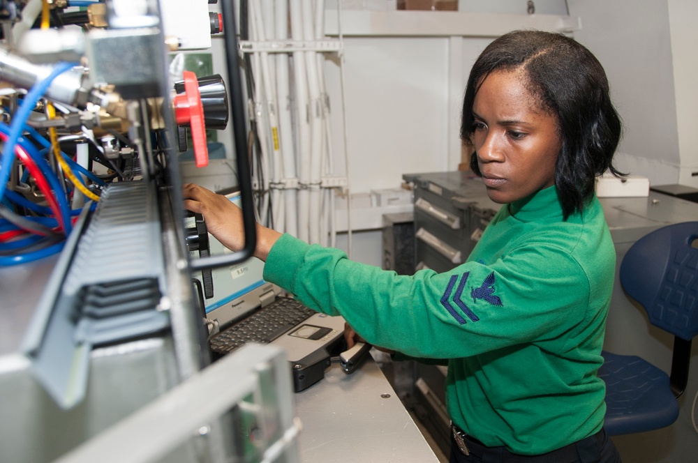 USS George H.W. Bush sailor conducts tests