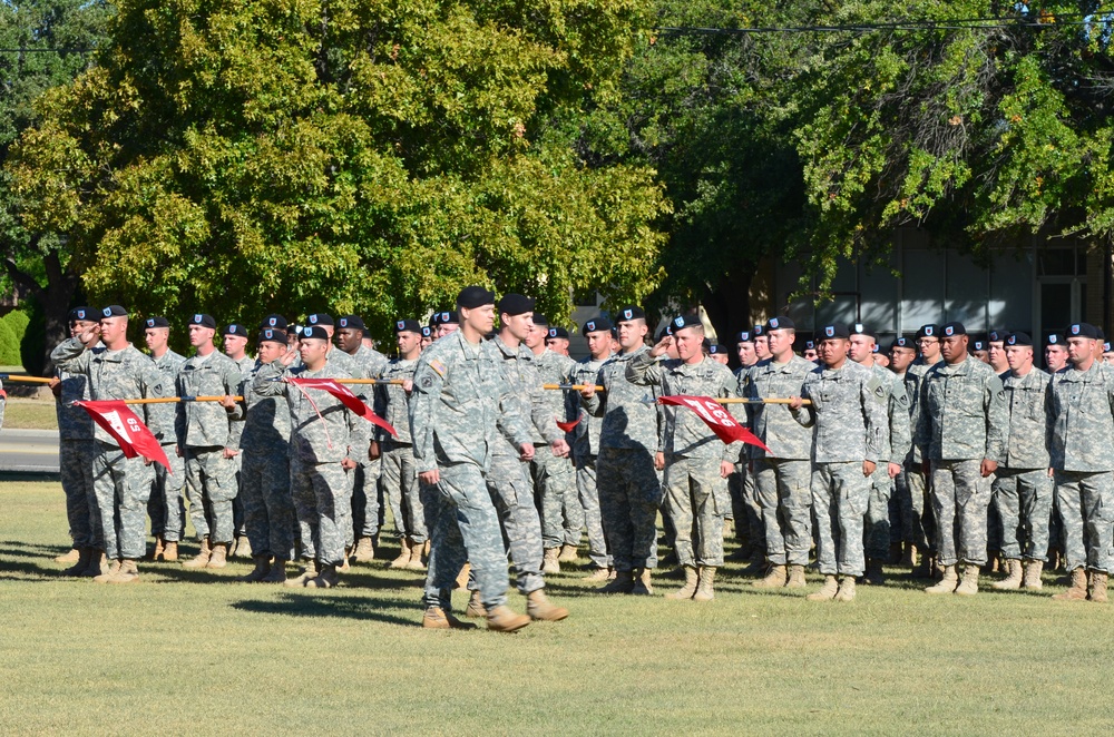 Col. Heath C. Roscoe inspects his troops during 36th Engineer Brigade casing ceremony