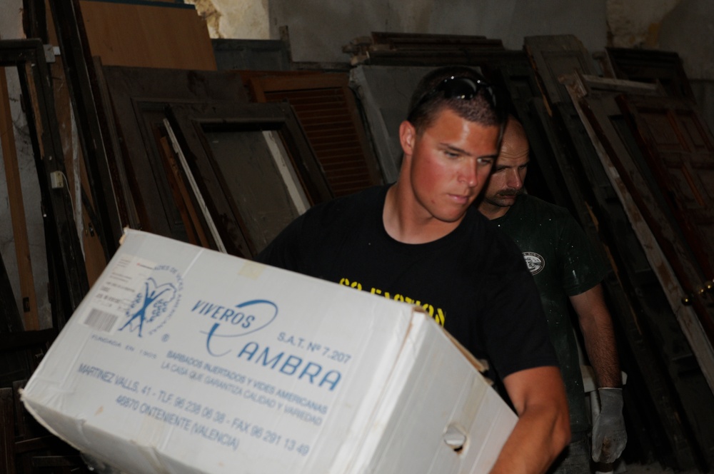 Seabees from NMCB 133 Detail Rota help Spanish monastery alongside with US, German and Turkish Sailors