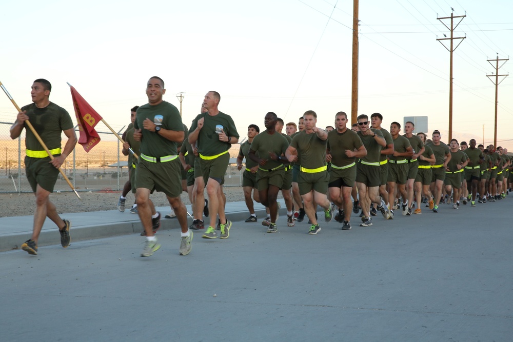 Headquarters Battalion Sergeant Major leads battalion run