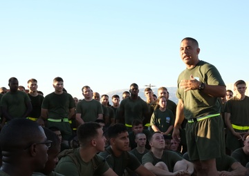 Headquarters Battalion Sergeant Major leads battalion run