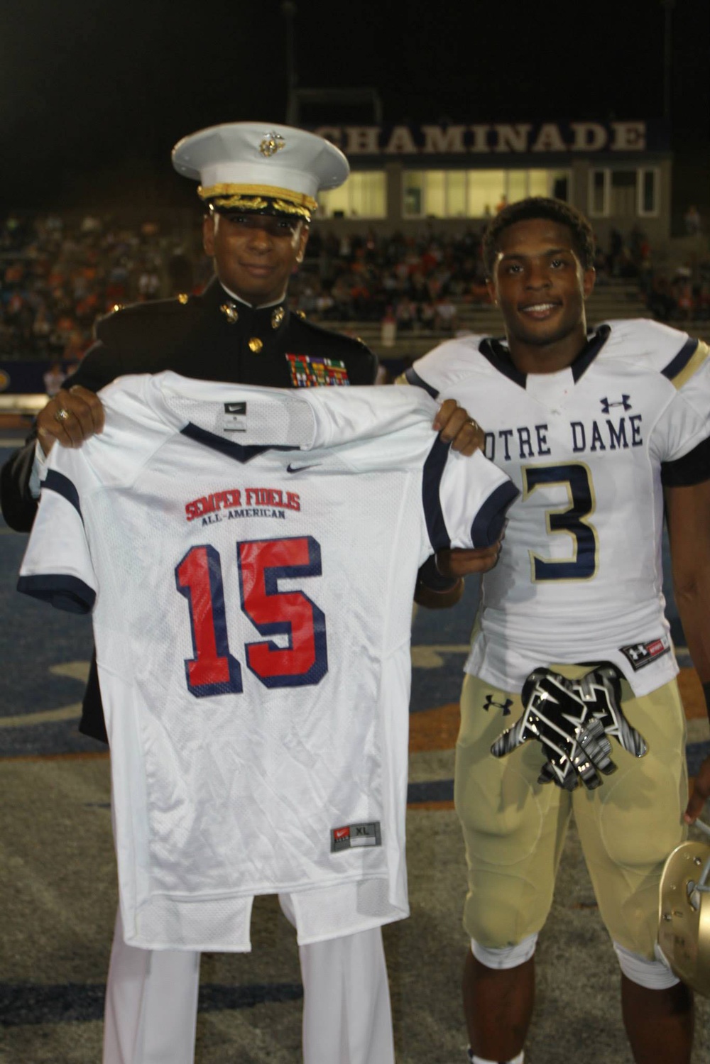LA Marines present Notre Dame High standout with Semper Fi All American jersey