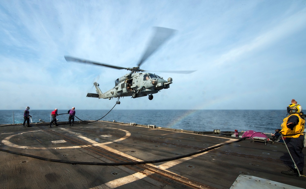 USS Philippine Sea is deployed as part of the USS George H.W. Bush Carrier Strike Group