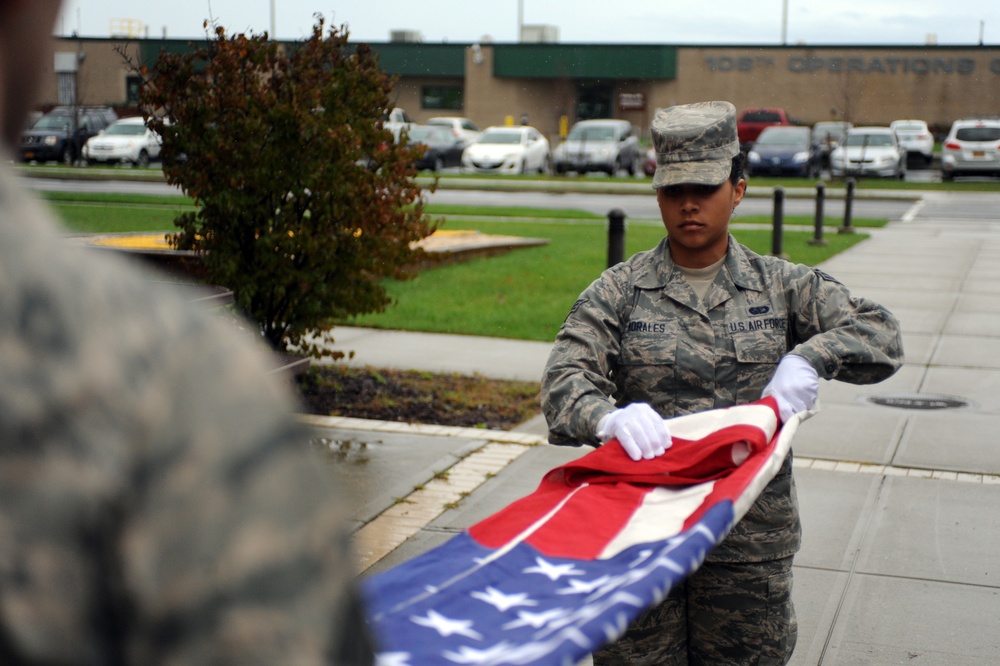 106th Rescue Wing Base Honor Guard rehearses