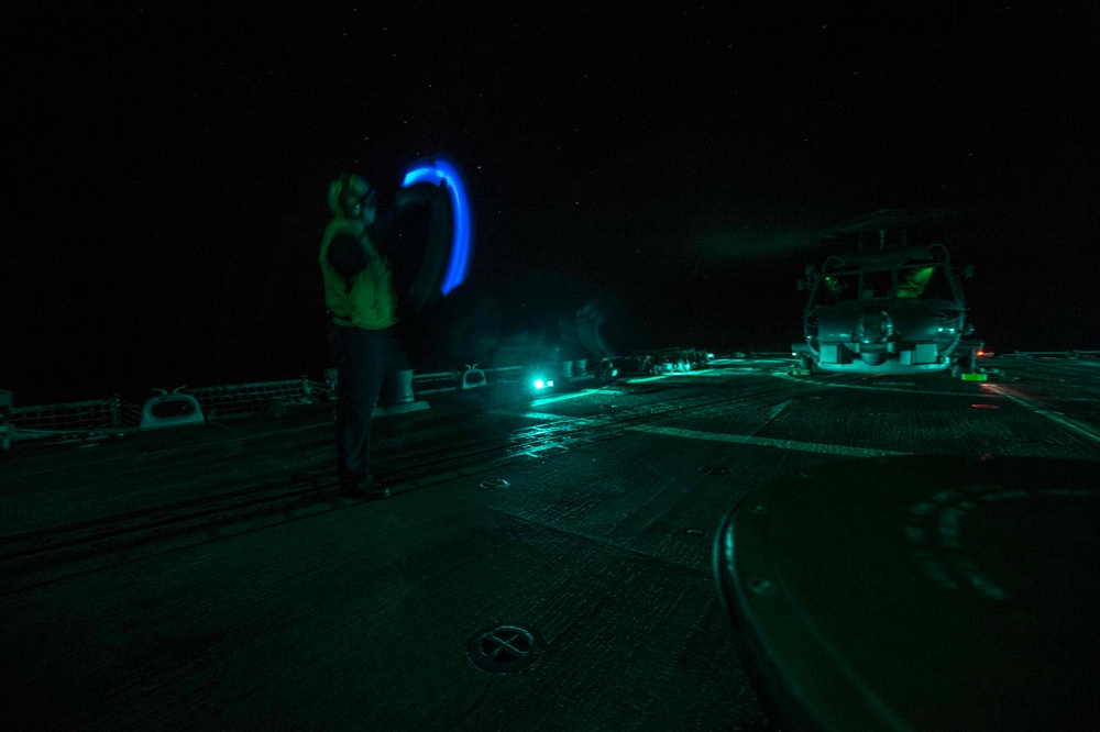 USS Halsey night helicopter operations