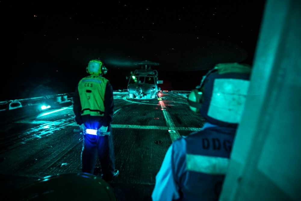 USS Halsey night helicopter operations