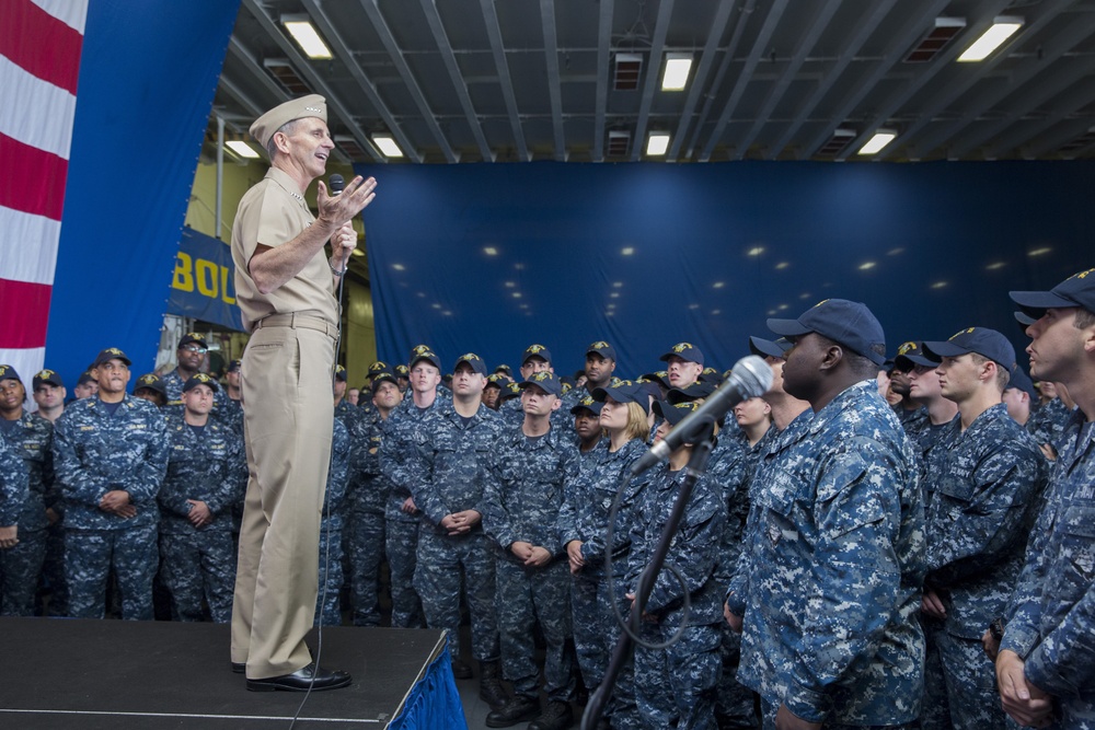 CNO conducts all-hands call aboard USS Kearsarge