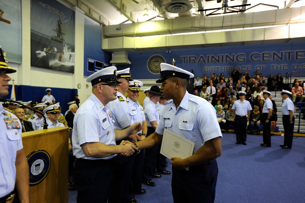 Master chief petty officer of the Coast Guard visits Training Center Cape May