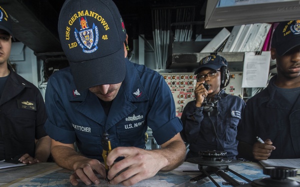 USS Germantown departs White Beach