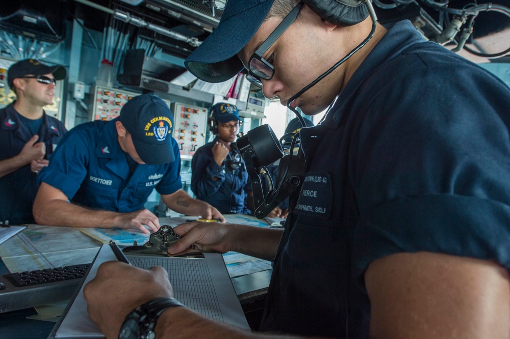 USS Germantown departs White Beach