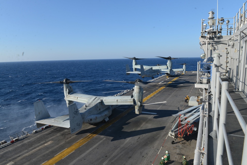 MV-22 Osprey operations aboard USS Bataan