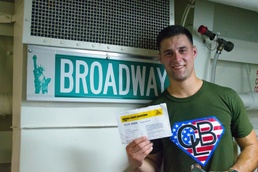 24th MEU Marine runs MCM aboard warship at sea